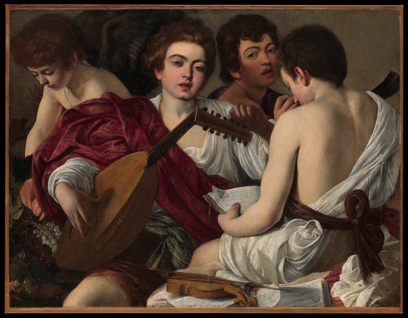 01Caraavaggio_Hudebníci_MetMus_ofArt Caravaggio (Michelangelo Merisi) (Italian, Milan or Caravaggio 1571–1610 Porto Ercole)
The Musicians, ca. 1595
Oil on canvas; 36 1/4 x 46 5/8 in. (92.1 x 118.4 cm)
The Metropolitan Museum of Art, New York, Rogers Fund, 1952 (52.81)
http://www.metmuseum.org/Collections/search-the-collections/435844
